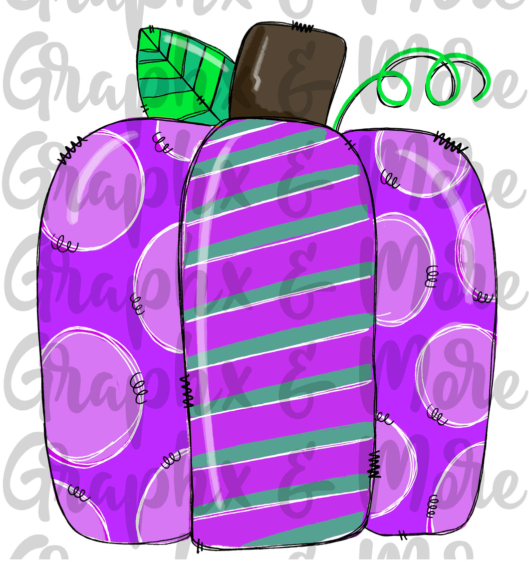 Purple Pumpkin PNG | Sublimation Design | Hand Drawn