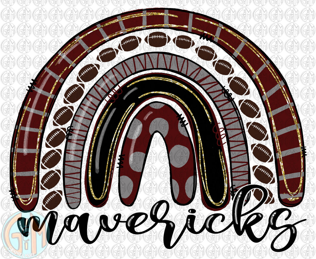 Mavericks Football Rainbow PNG | Glitter | Sublimation Design | Hand Drawn