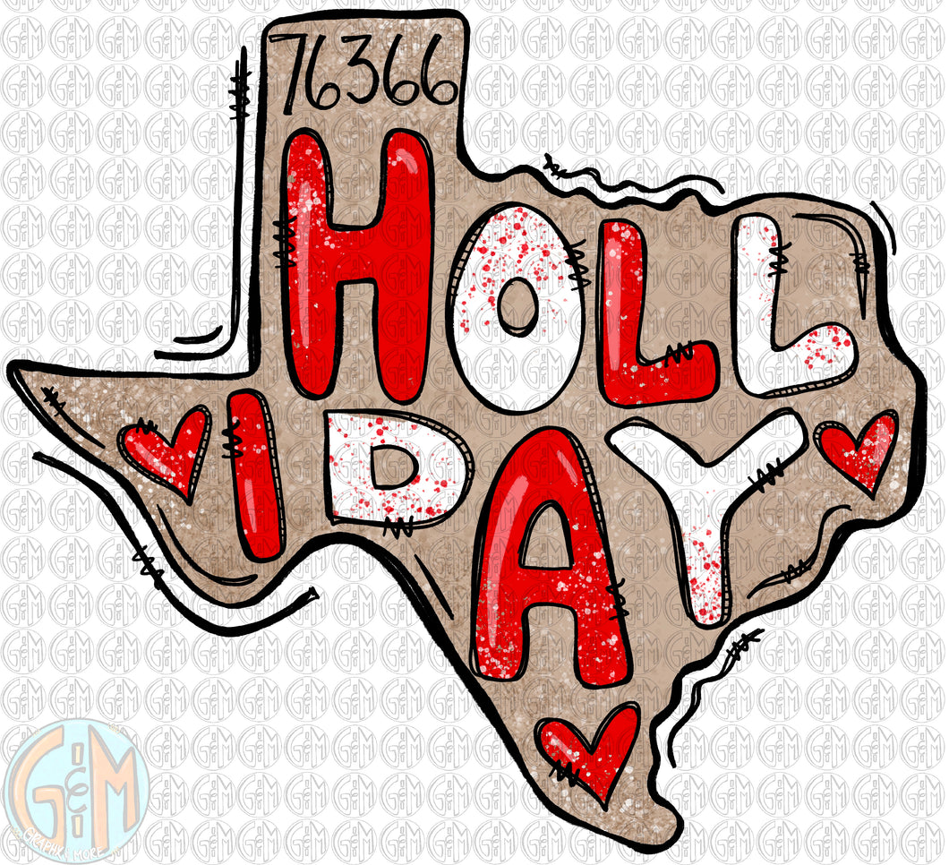 Holliday TX 76366 PNG | Hand Drawn | Sublimation Design