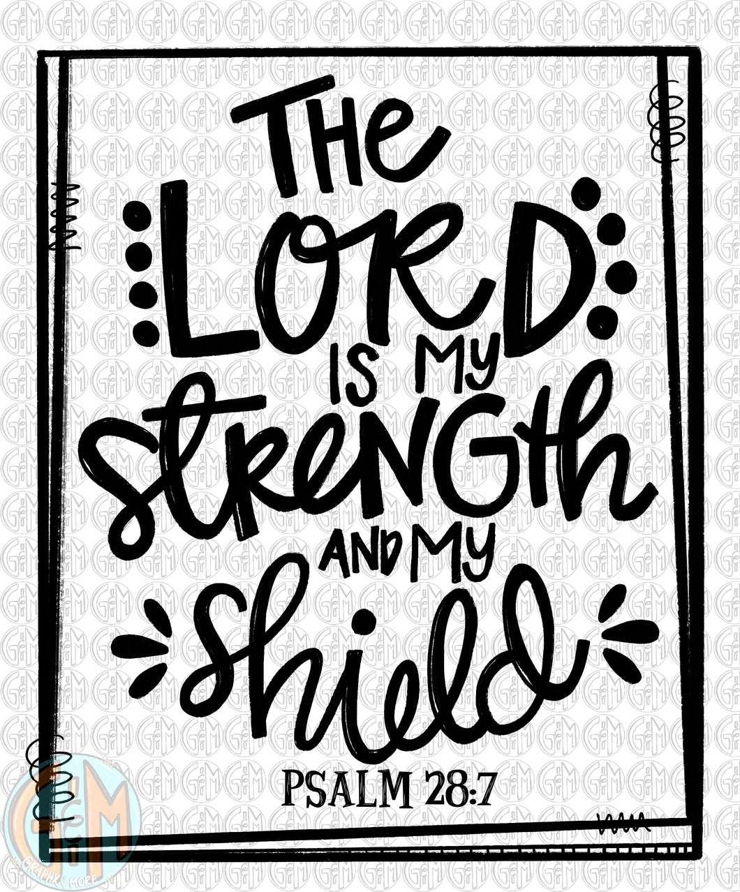 Single Color The Lord is my Strength PNG | Sublimation Design | Hand Drawn