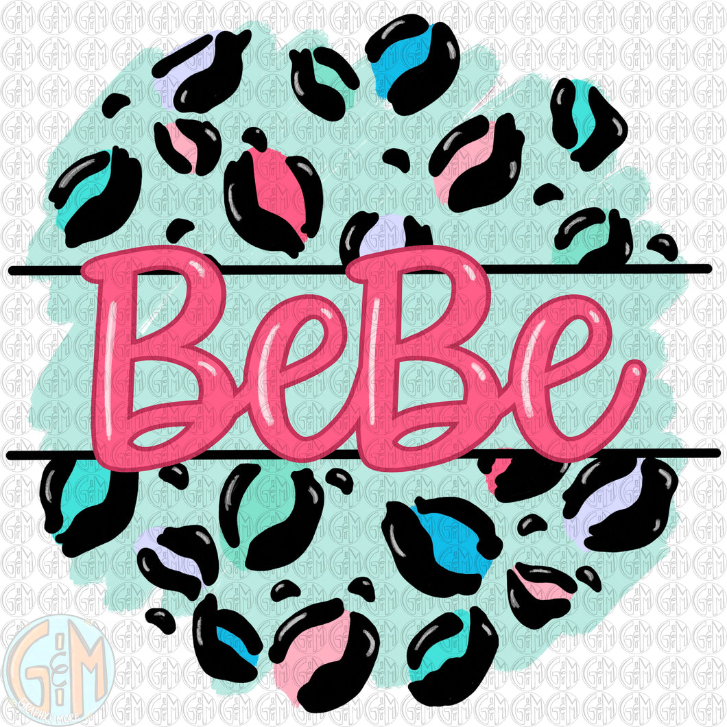 Pastel Leopard BeBe PNG | Sublimation Design | Hand Drawn