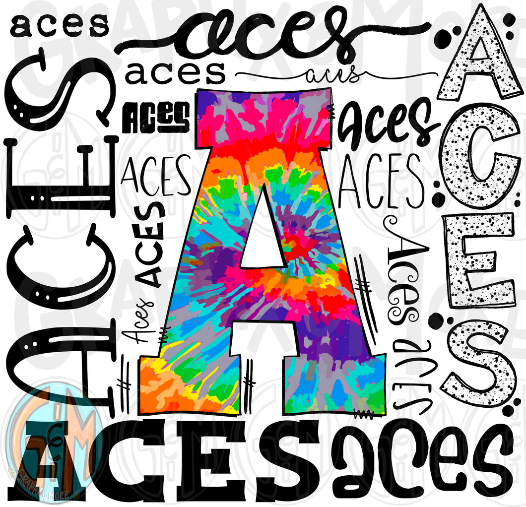 Aces Collage PNG | Sublimation Design | Hand Drawn