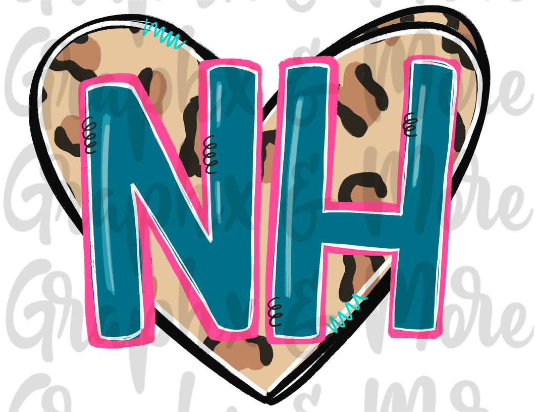 Leopard Heart NH PNG | New Hampshire | Sublimation Design | Hand Drawn