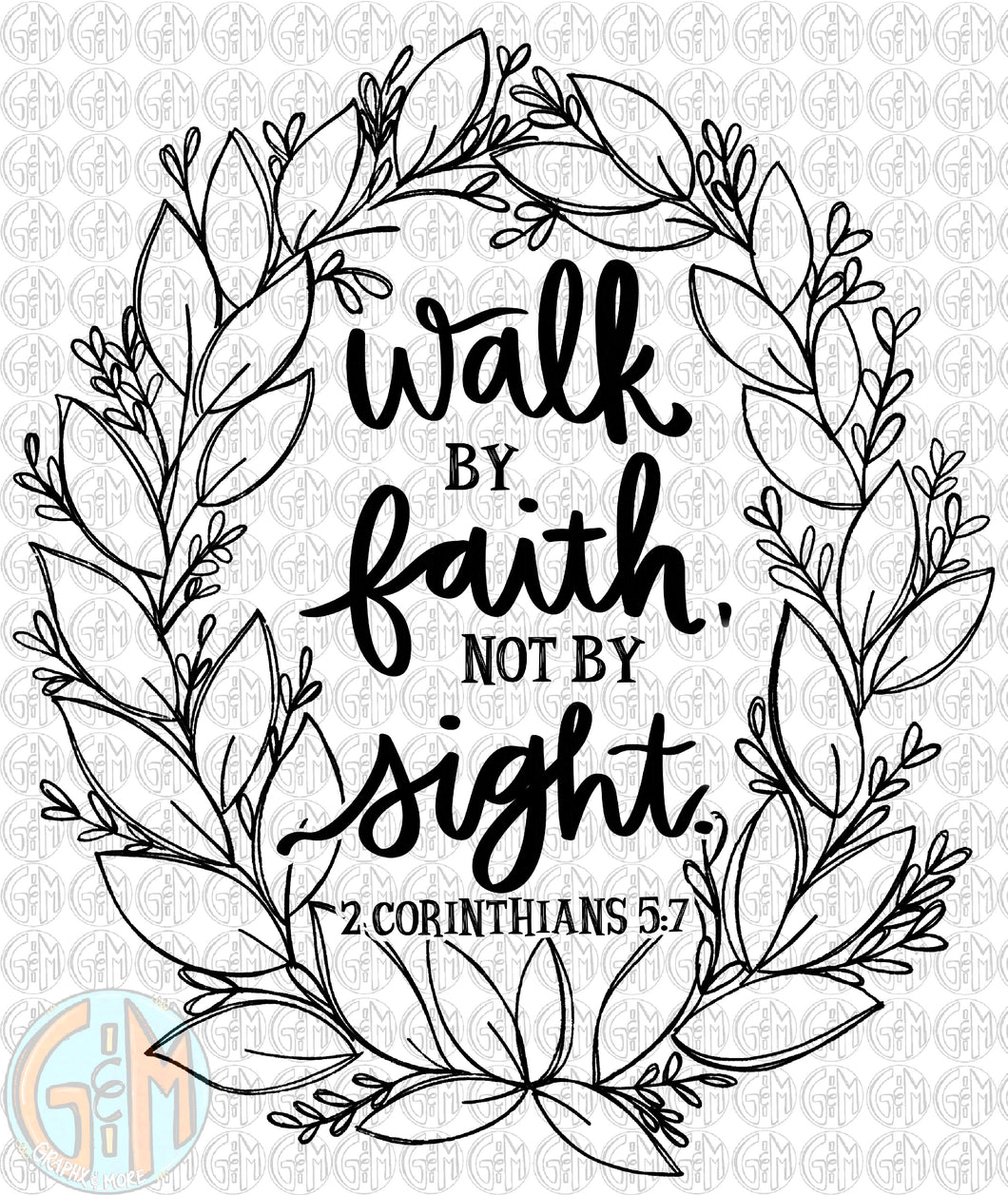 Single Color Walk by Faith PNG | Sublimation Design | Hand Drawn