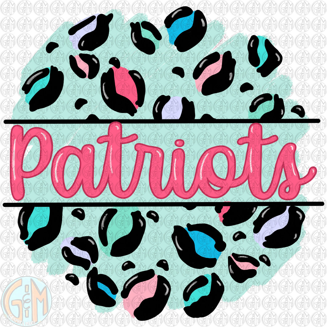 Pastel Leopard Patriots PNG | Sublimation Design | Hand Drawn