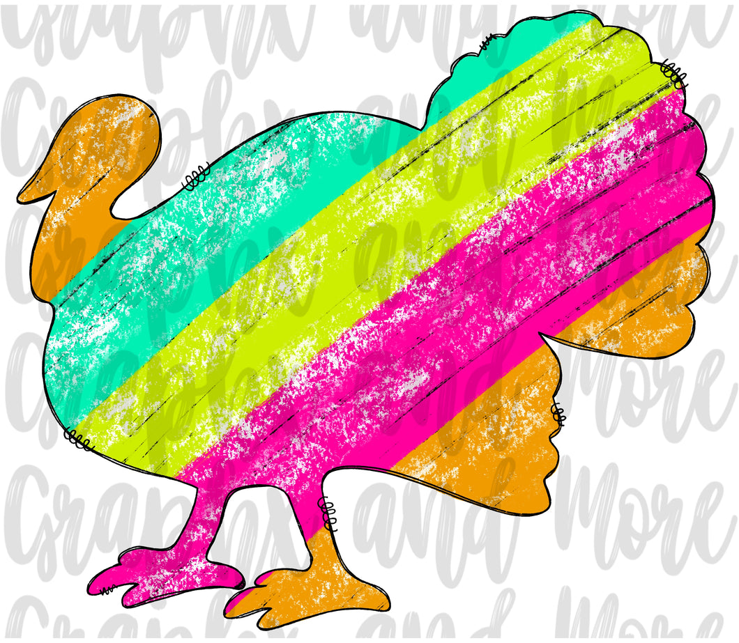 Bright Turkey PNG | Sublimation Design | Hand Drawn