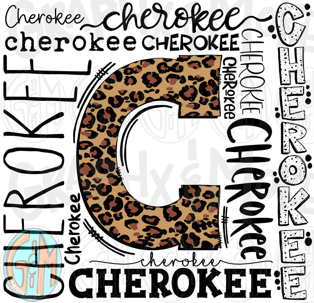 Leopard Cherokee Collage PNG | Sublimation Design | Hand Drawn