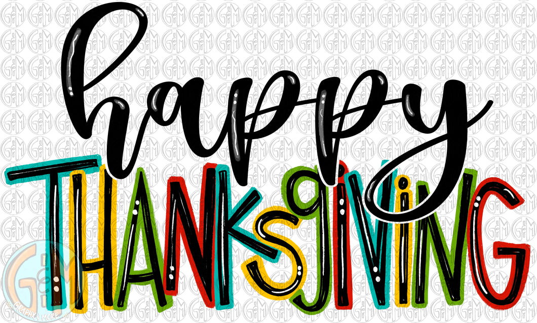 Happy Thanksgiving PNG | Sublimation Design | Hand Drawn