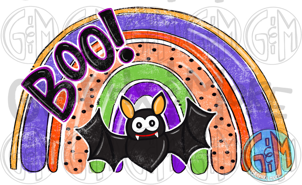 BOO Rainbow PNG | Sublimation Design | Hand Drawn