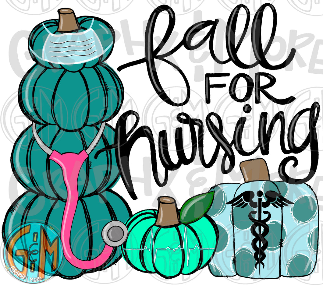 Fall for Nursing PNG | Sublimation Design | Hand Drawn