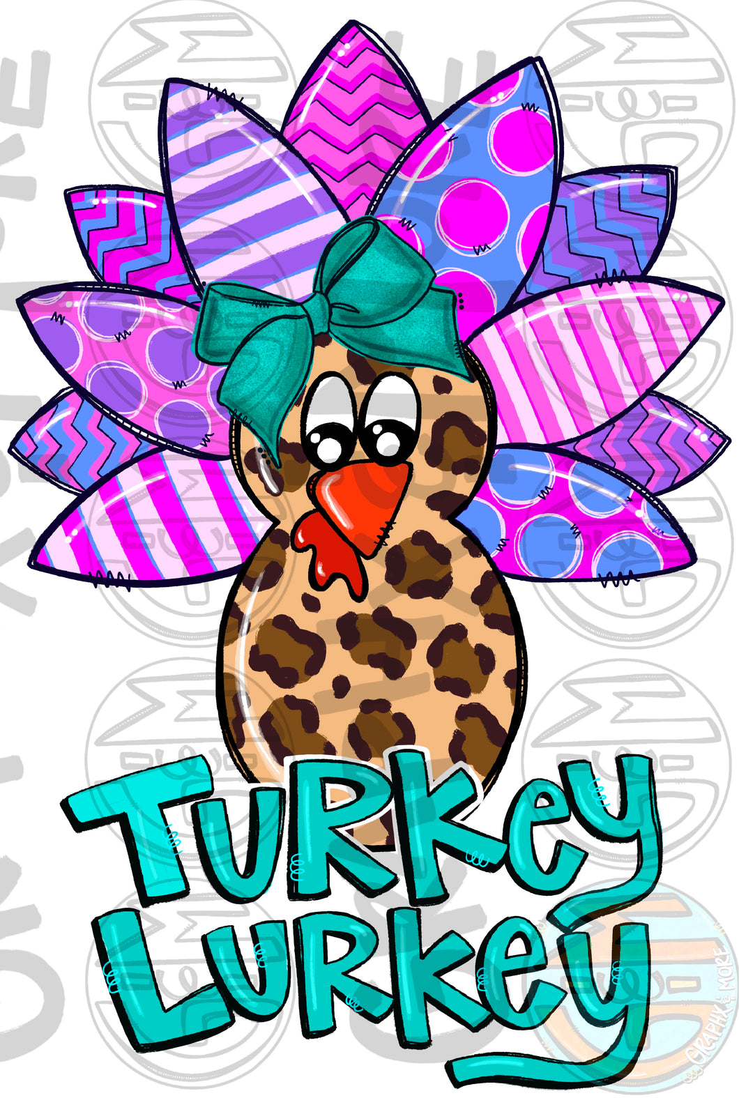 Girl Turkey Lurkey PNG | Sublimation Design | Hand Drawn