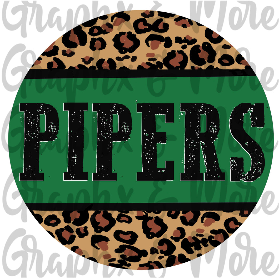 Pipers Round PNG | Green & Black | Sublimation Design | Hand Drawn