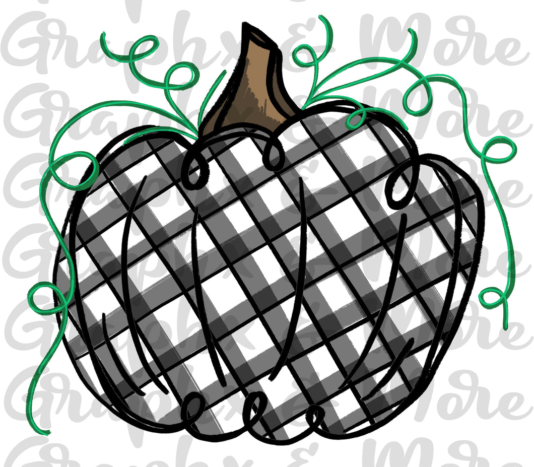 Buffalo Plaid Pumpkin PNG | Sublimation Design | Hand Drawn