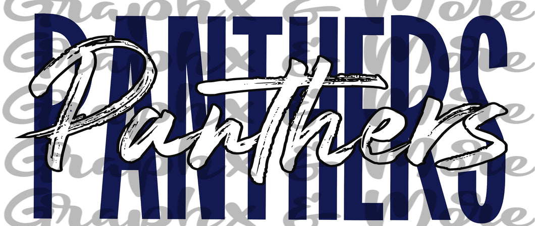 Panthers Duo PNG | Navy & White | Sublimation Design | Hand Drawn