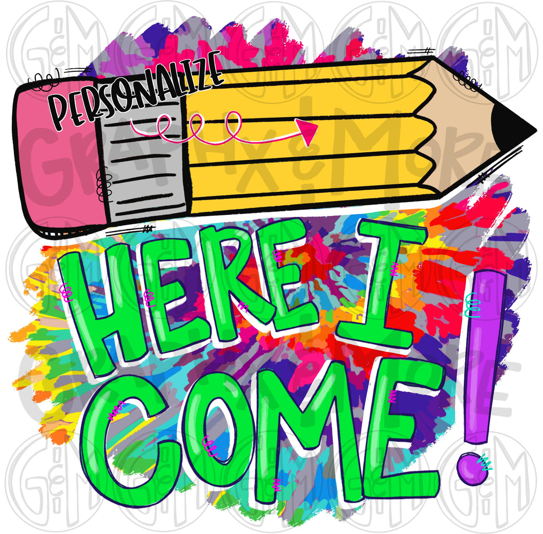 Blank Here I Come PNG | Sublimation Design | Hand Drawn