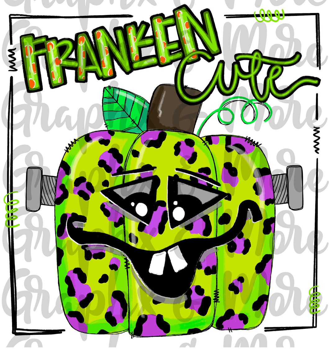 Franken Cute Pumpkin PNG | Sublimation Design | Hand Drawn