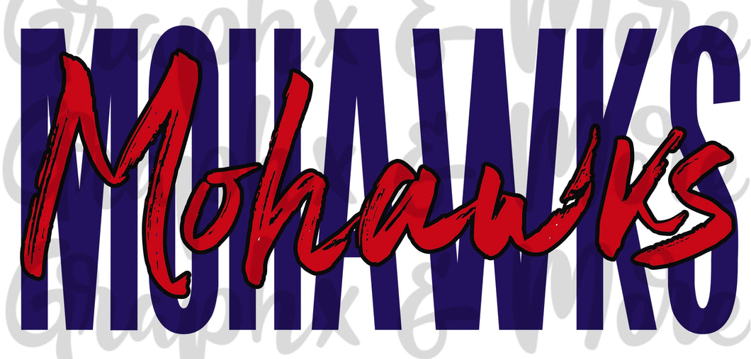 Mohawks Duo PNG | Blue & Red | Sublimation Design | Hand Drawn