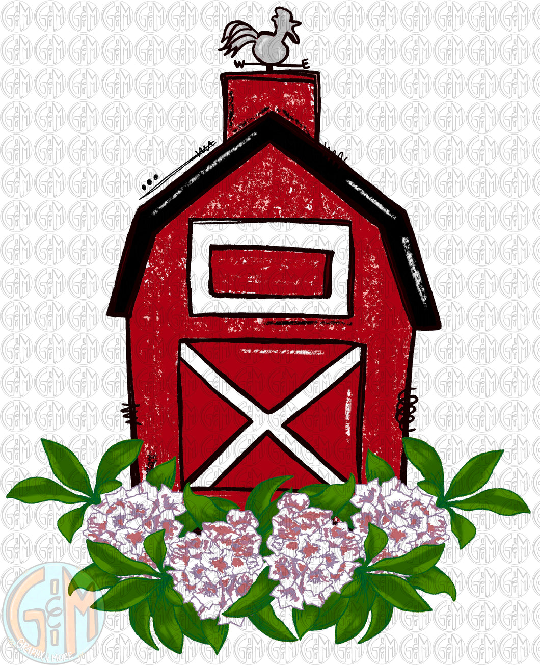 Red Barn PNG | Sublimation Design | Hand Drawn