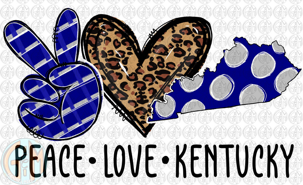 Peace Love Kentucky PNG | Hand Drawn | Sublimation Design