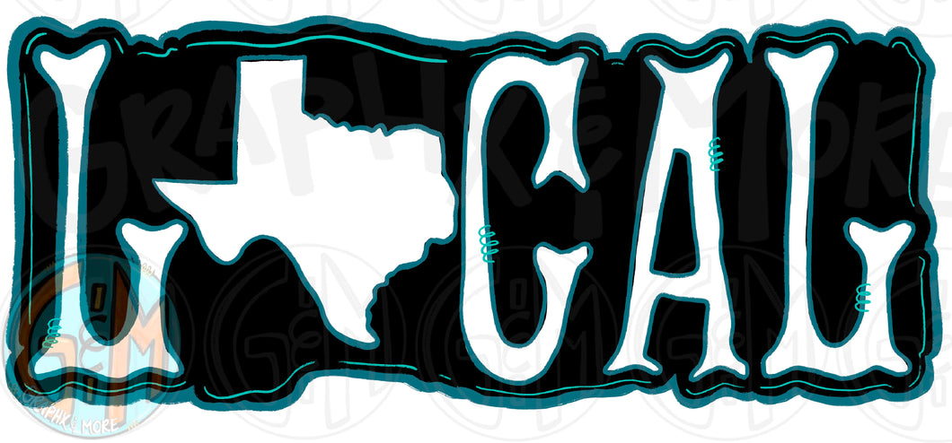 Local TX Black and Teal PNG | Sublimation Design | Hand Drawn
