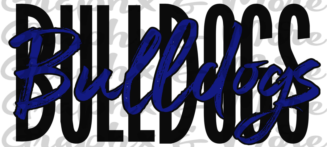 Bulldogs Duo PNG | Royal & Black | Sublimation Design | Hand Drawn