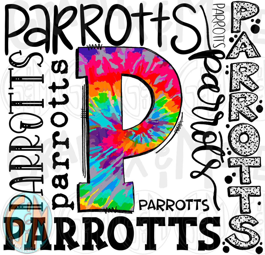 Parrotts Collage PNG | Sublimation Design | Hand Drawn