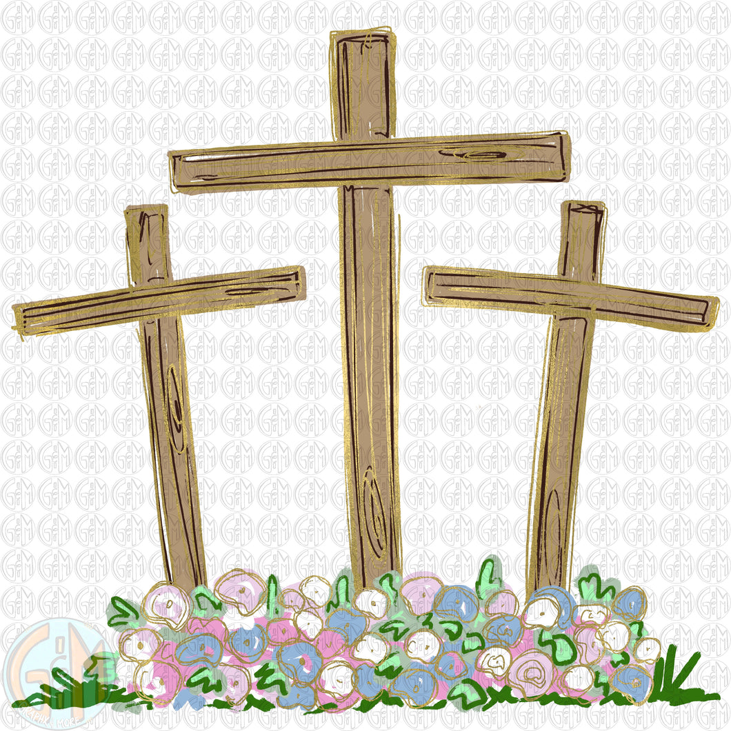 Foil Crosses PNG | Sublimation Design | Hand Drawn