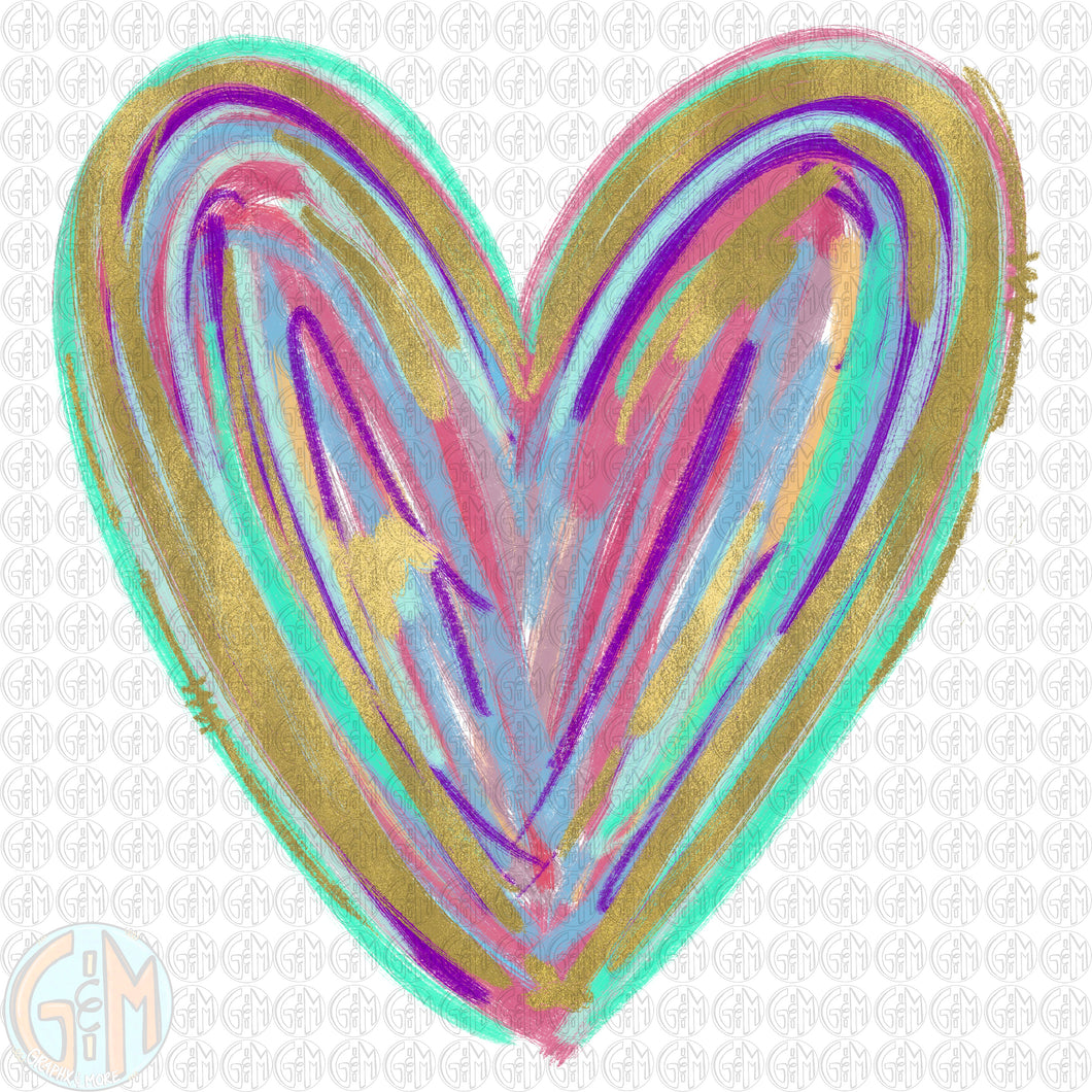 Foil Heart PNG | Hand Drawn | Sublimation Design