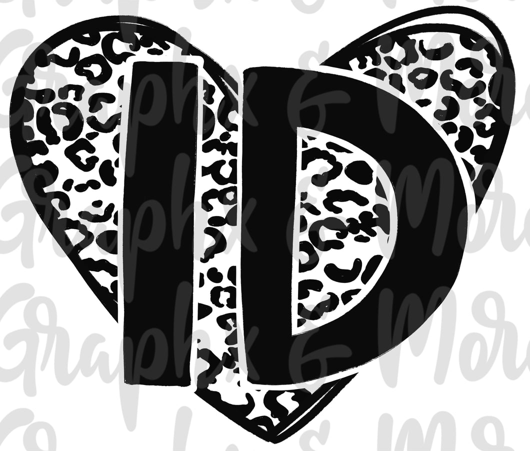 Single Color Leopard Heart ID PNG | Idaho | Sublimation Design | Hand Drawn