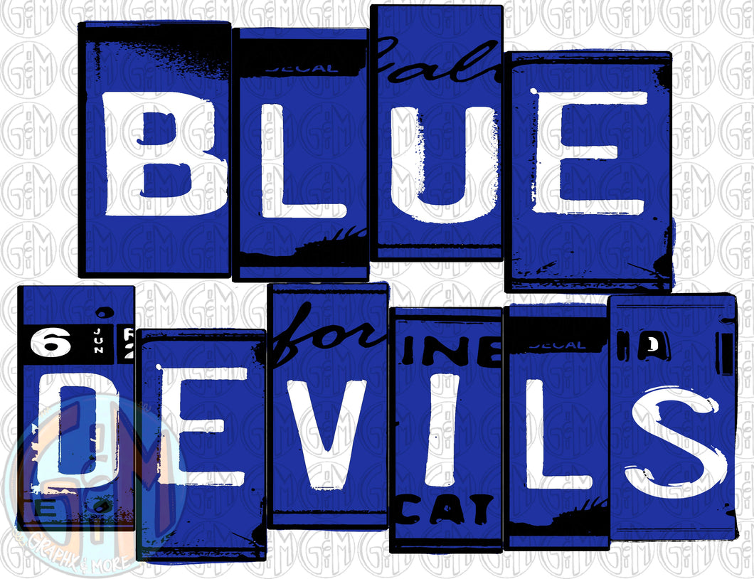 Blue Devils Tag PNG | Sublimation Design | Hand Drawn