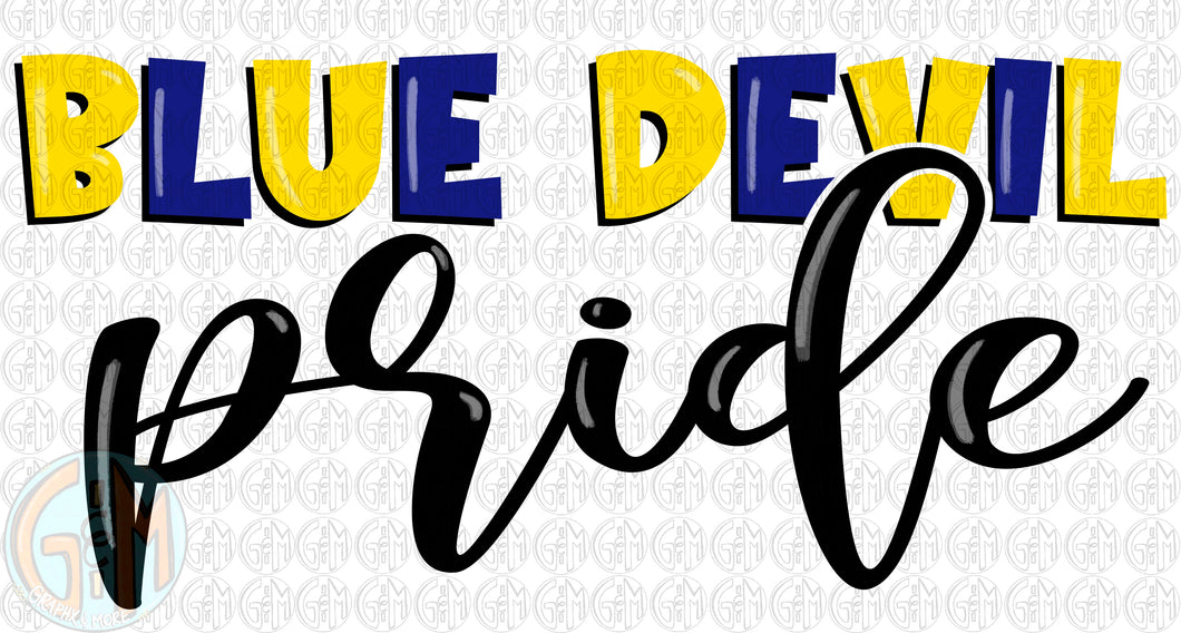 Blue Devil Pride PNG | Sublimation Design | Hand Drawn