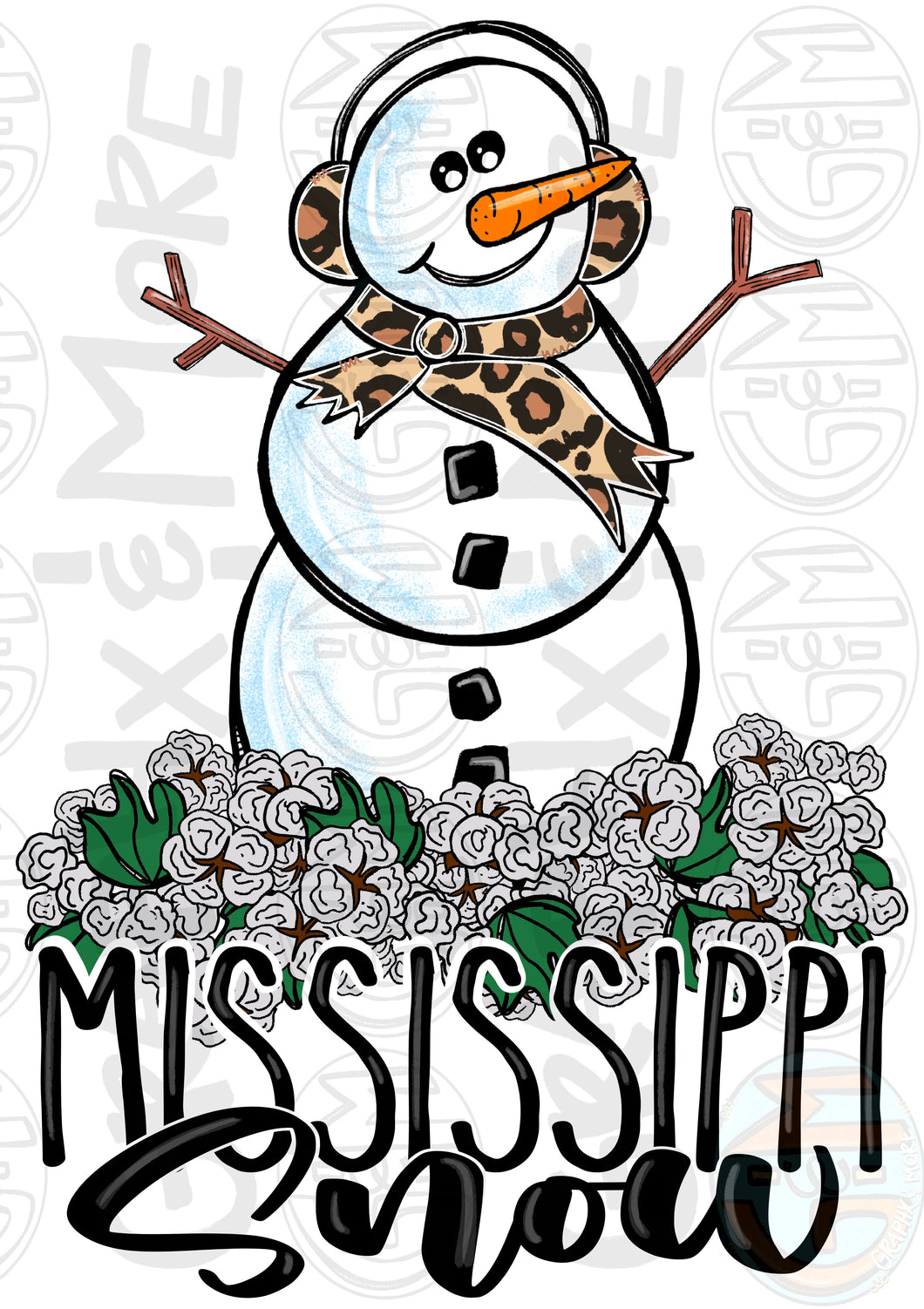 MS Snow PNG | Sublimation Design | Hand Drawn