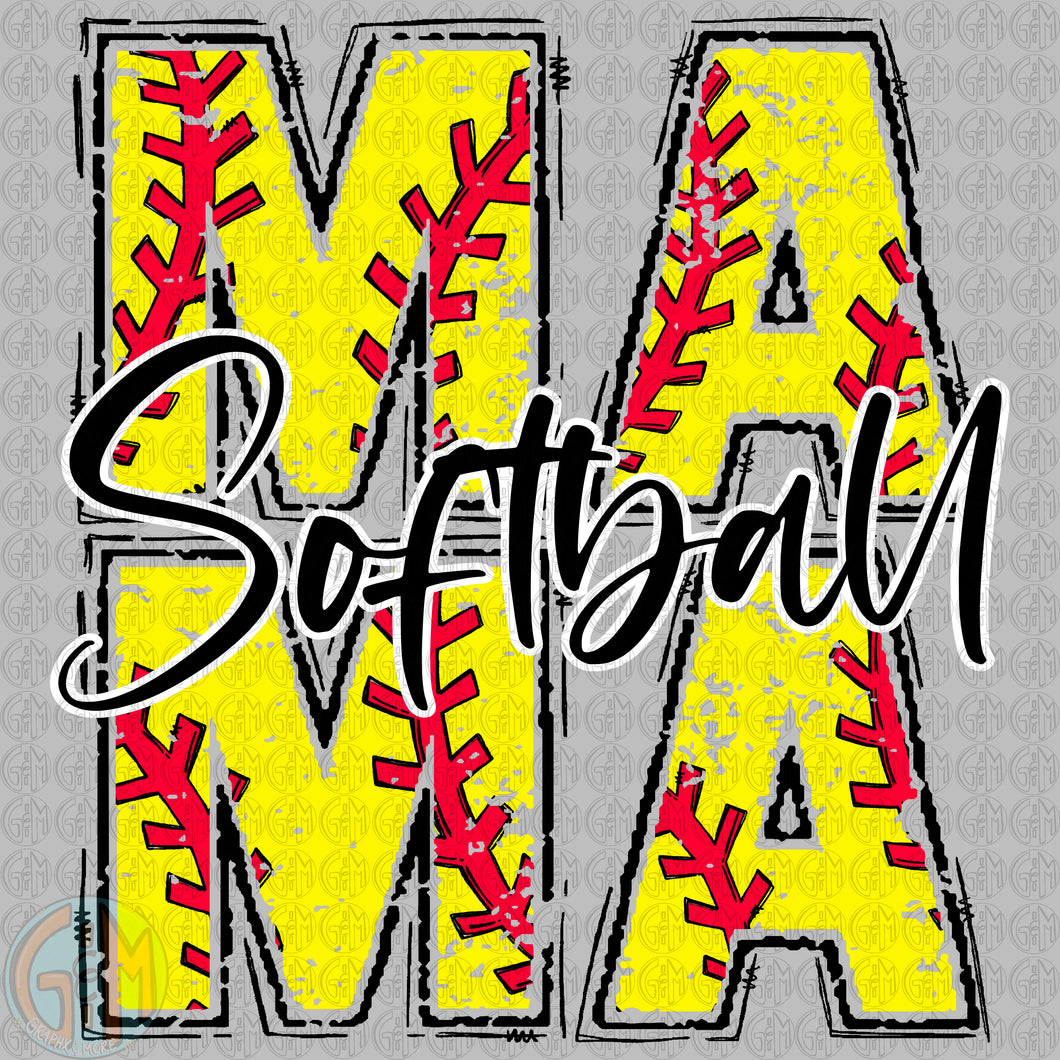 Softball MAMA PNG | Sublimation Design | Hand Drawn
