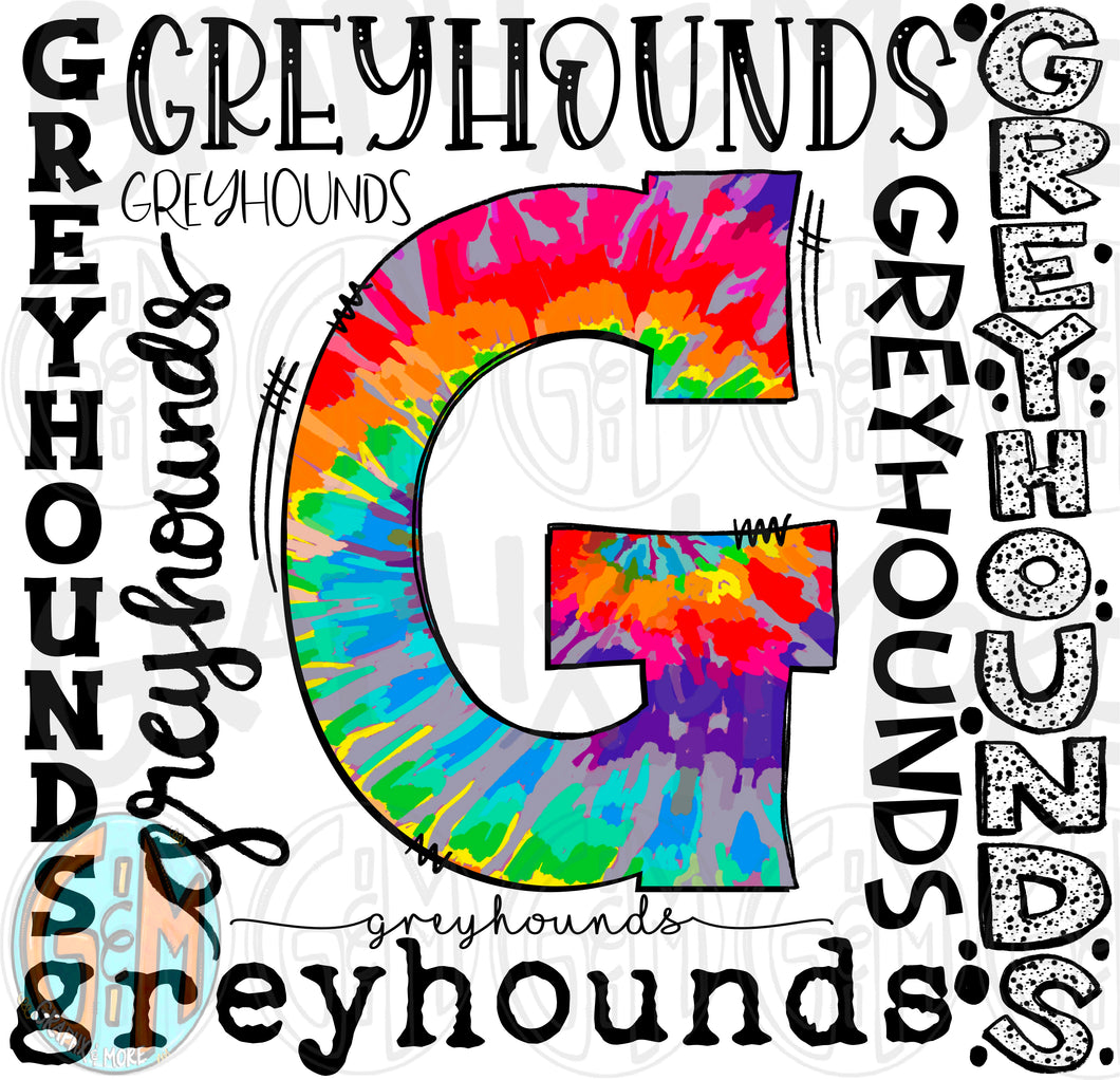 Greyhounds Collage PNG | Sublimation Design | Hand Drawn