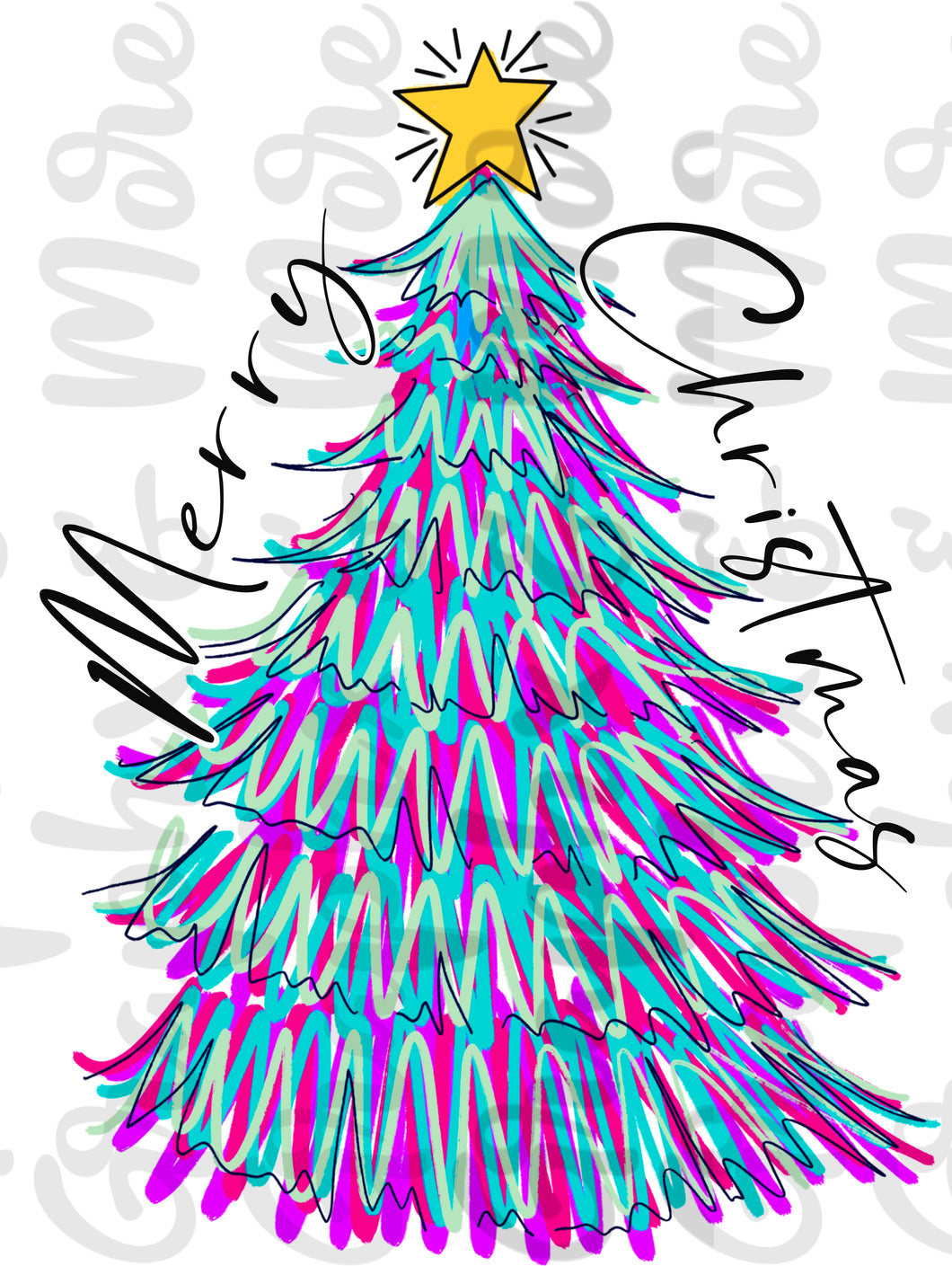 Bright Squiggle Tree PNG | Sublimation Design | Hand Drawn