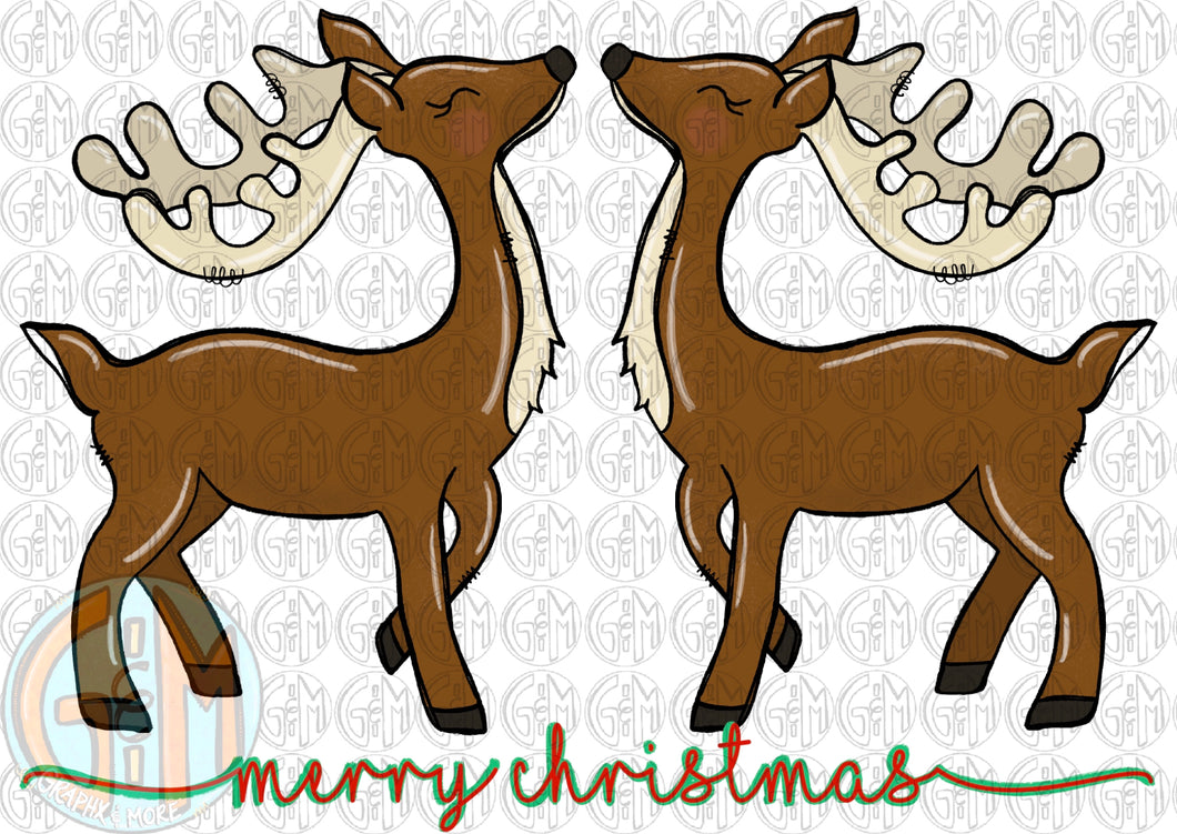Merry Christmas Reindeer PNG | Sublimation Design | Hand Drawn