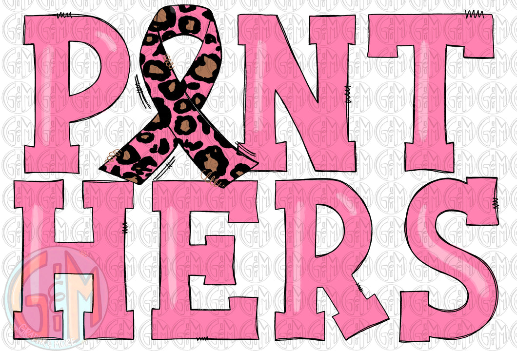 Panthers Breast Cancer PNG | Sublimation Design | Hand Drawn