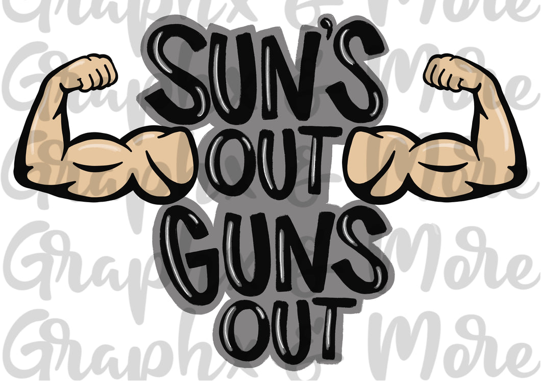 Sun’s out Guns out PNG | Sublimation Design | Hand Drawn