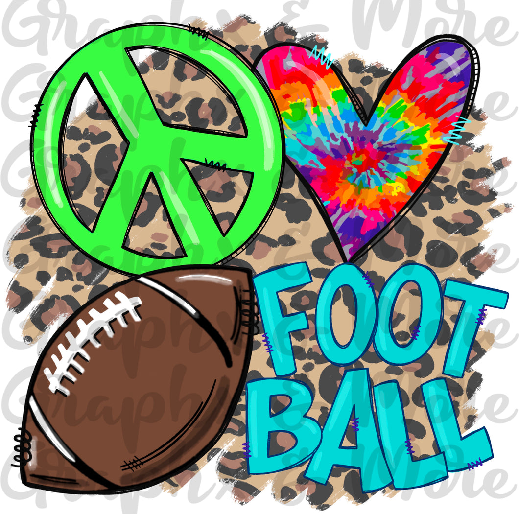 Peace Love Football PNG | Sublimation Design | Hand Drawn