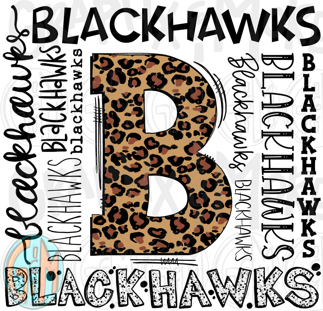 Leopard Blackhawks Collage PNG | Sublimation Design | Hand Drawn