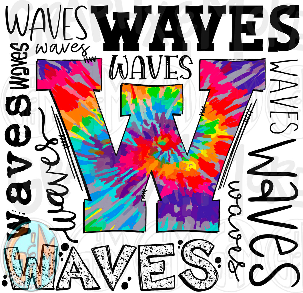 Waves Collage PNG | Sublimation Design | Hand Drawn