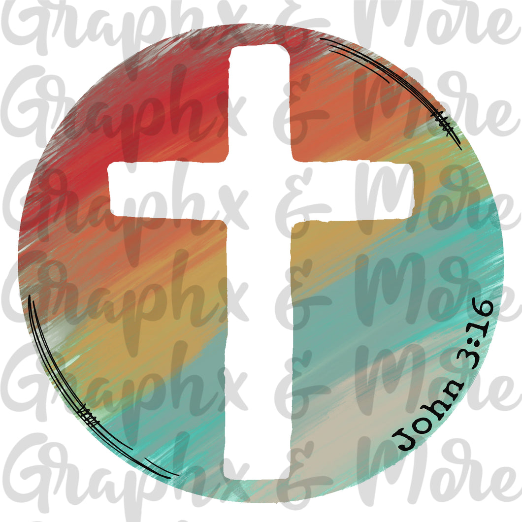 Rustic Cross John 3:16 PNG | Sublimation Design | Hand Drawn