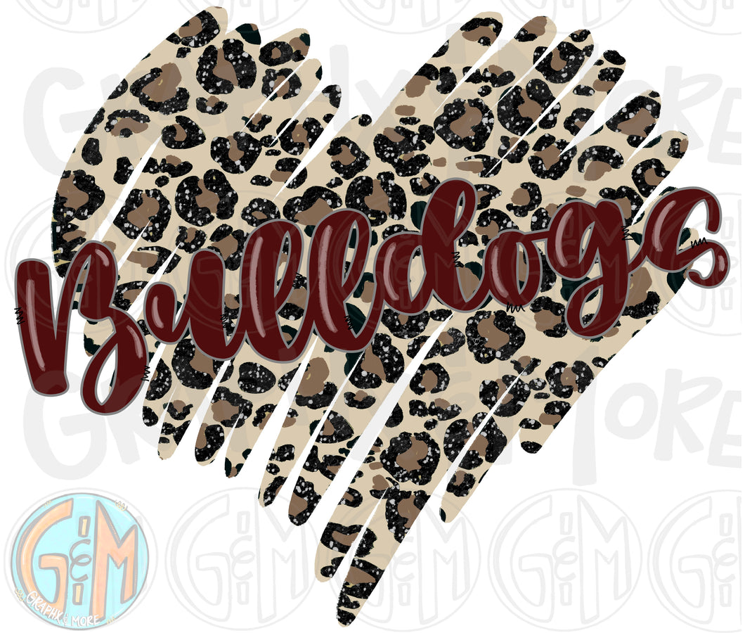 Bulldogs Leopard Heart PNG | Sublimation Design | Hand Drawn