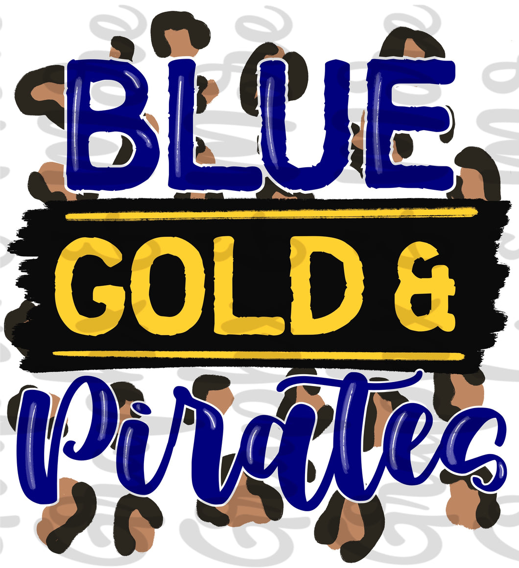 Blue, Gold & Pirates | Sublimation Design | Hand Drawn