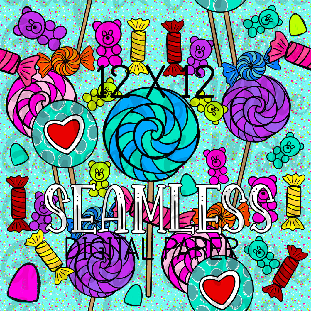 Seamless Candy Digital Paper PNG | Sublimation Design | Hand Drawn