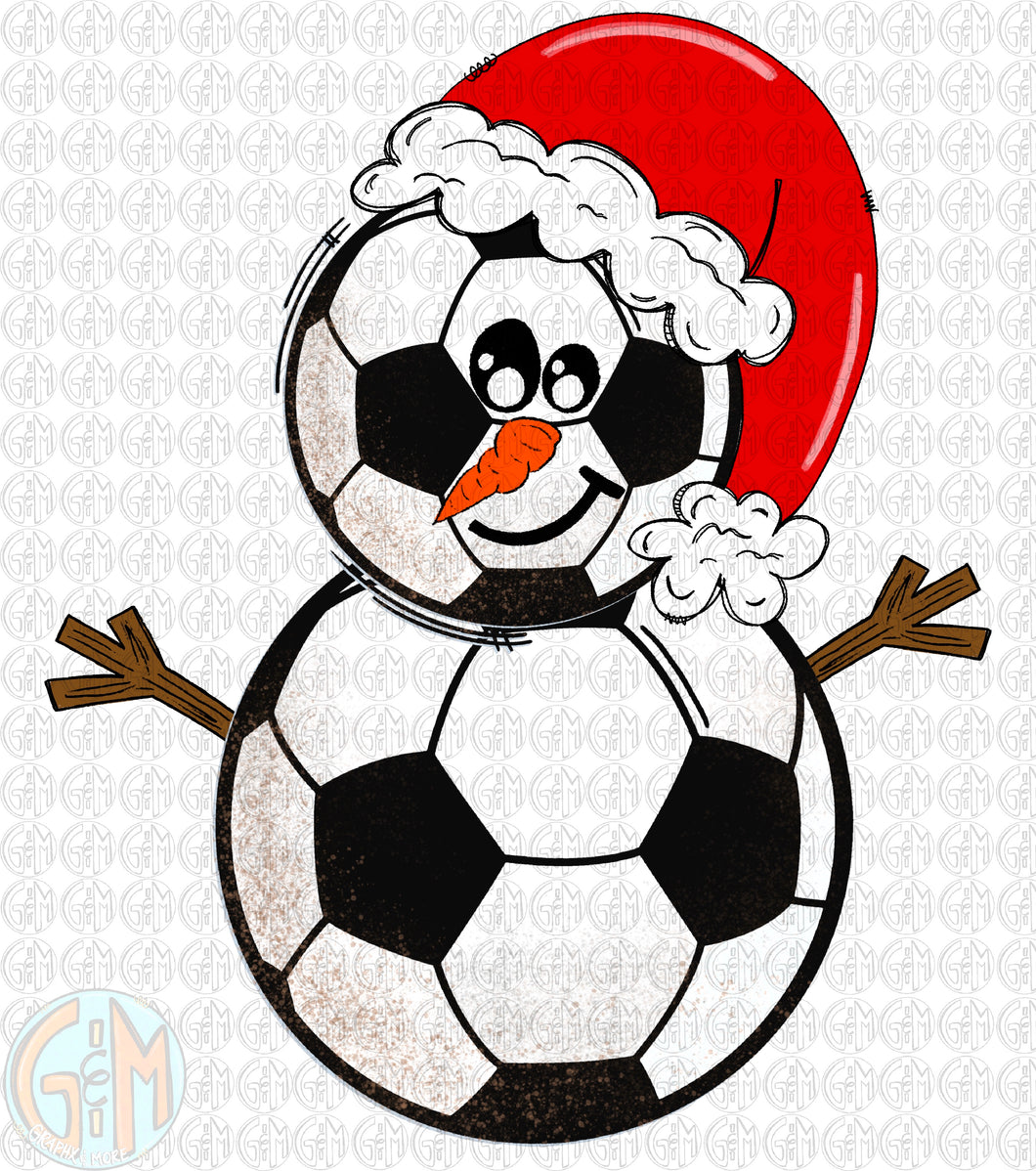 Soccer Snowman PNG | Sublimation Design | Hand Drawn