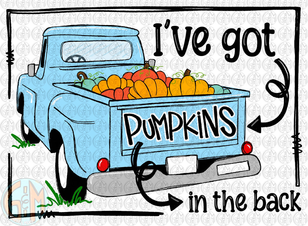 Pumpkins in the Back PNG | Sublimation Design | Hand Drawn