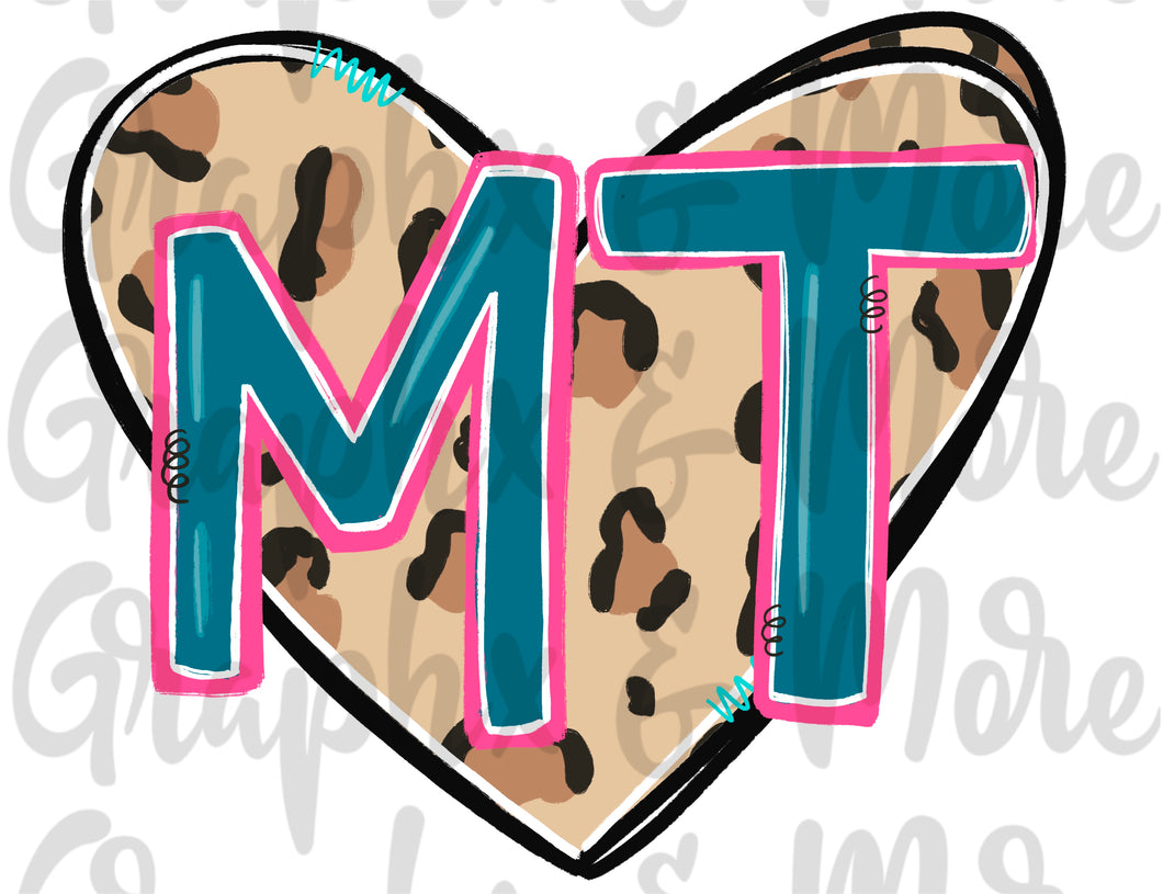 Leopard Heart MT PNG | Montana | Sublimation Design | Hand Drawn