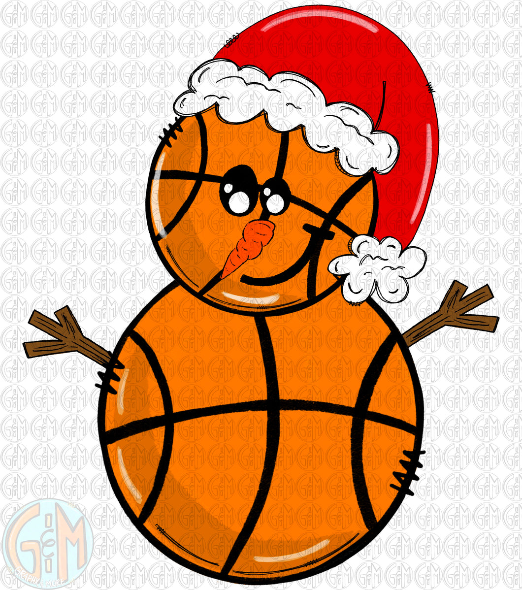 Basketball Snowman PNG | Sublimation Design | Hand Drawn