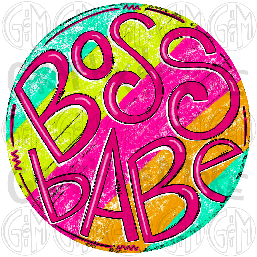 Bright Boss Babe PNG | Sublimation Design | Hand Drawn